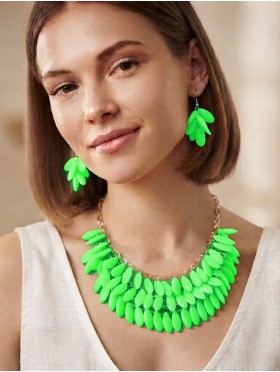 COLOUR BEAD NECKLACE WITH EARRING SET